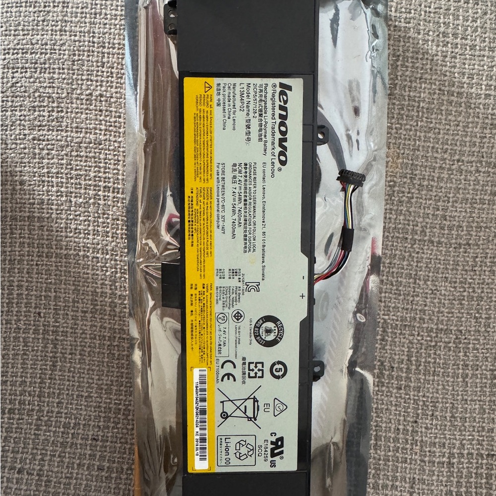 Lenovo Black and Yellow Laptop Battery